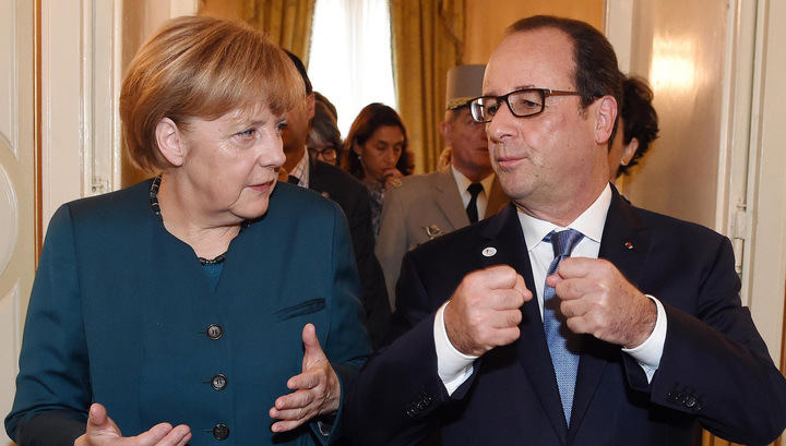 Президент Франції Франсуа Олланд і канцлер ФРН Ангела Меркель. Фото: vesti.ru