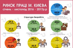 Рынок труда города Киева за январь - ноябрь 2016 - 2017 гг. Инфографика