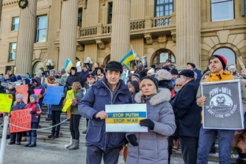 Se realiza una acción contra la agresión rusa en Ucrania en la ciudad canadiense de Edmonton