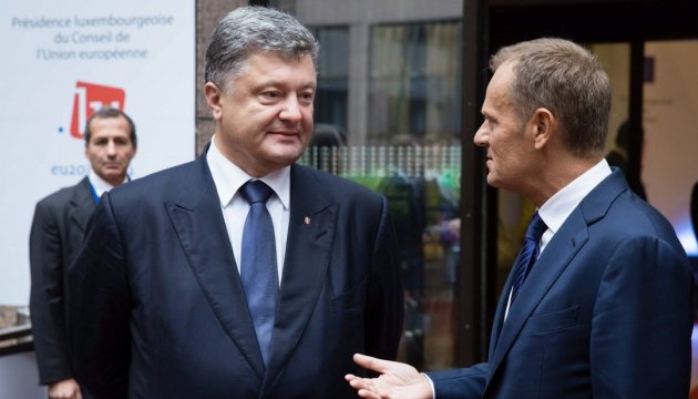 Poroshenko, Tusk discuss situation in Donbas and Ukraine's European prospects