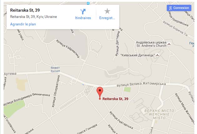 Расположение Посольства Франции в Киеве