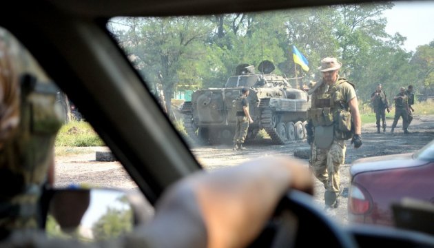 Ukrainian military train in Poland