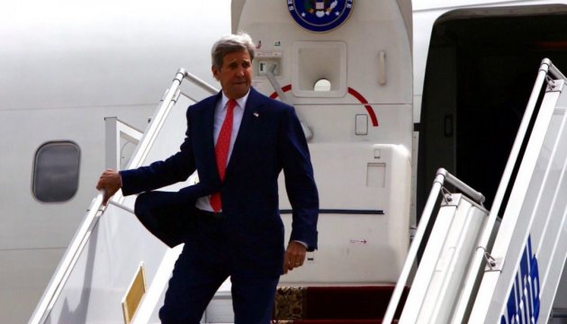 U.S. Secretary of State Kerry arrives in Boryspil airport