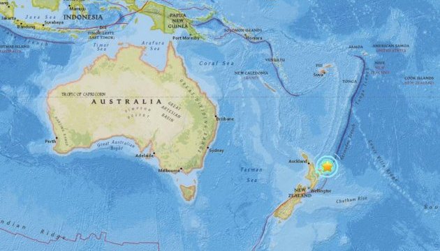 Біля берегів Нової Зеландії стався потужний землетрус