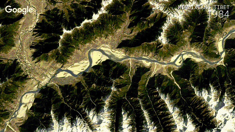 Meandering river in Nyingchi, Tibet, China (Landsat/Copernicus)