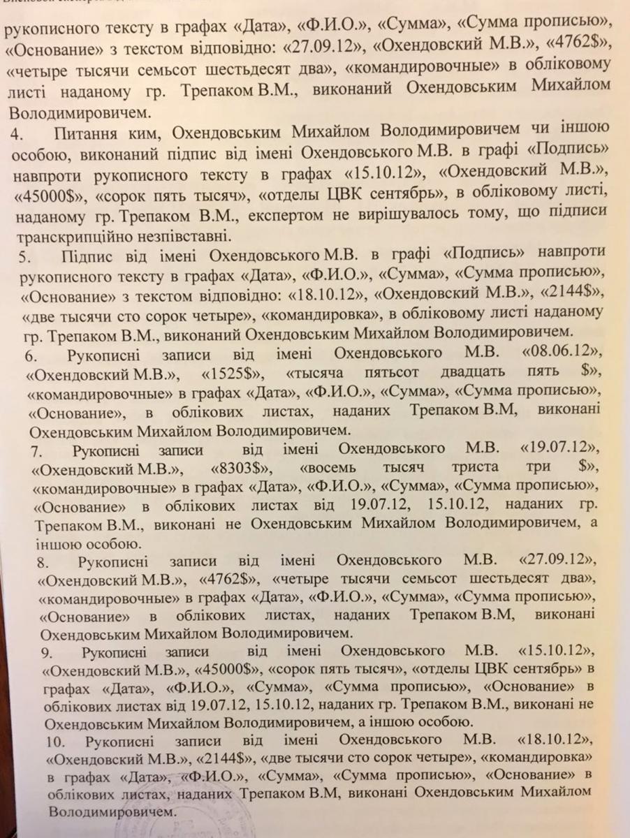 НАБУ оприлюднило експертизу щодо підпису Охендовського в "комірній книзі" ПР (ДОКУМЕНТ) - фото 2