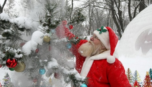 Une clairière des arbres de Noël artificiels présentée à Kyiv