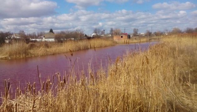 У Ніжині озеро стало рожевого кольору