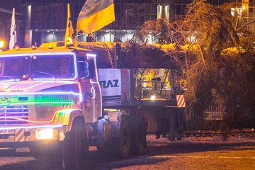 Haupt-Neujahrsbaum nach Kiew gebracht - Fotos