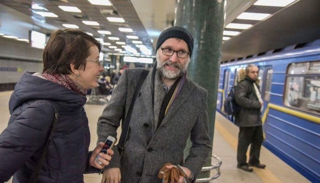 British composer Michael Price rides Kyiv city subway