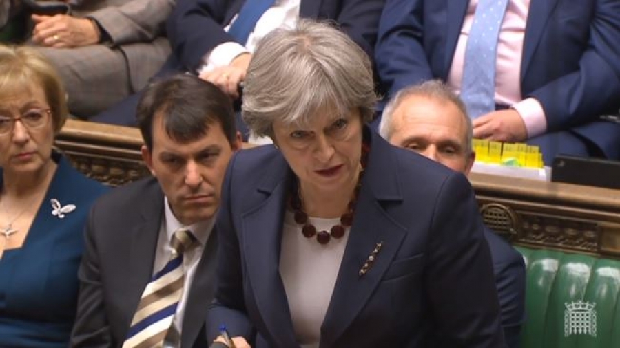 Тереза Мей під час виступу у парламенті Великої Британії, 14 березня 2018 року Тереза Мей під час виступу у парламенті Великої Британії, 14 березня 2018 року