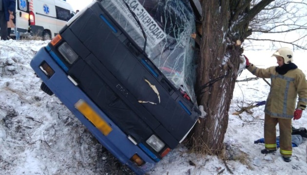 Через негоду на Херсонщині рейсовий автобус з'їхав у кювет, є поранені