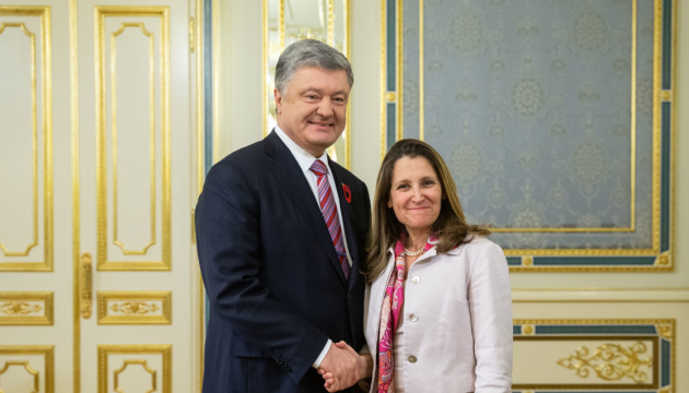 Poroshenko, Freeland discuss release of Ukrainian prisoners, passportization in Donbas