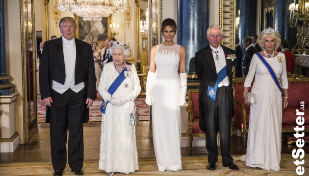 Біг-Бен на сукні та “традиційний” капелюшок: перший день подружжя Трампів у Лондоні