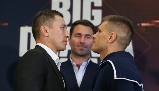 Derevyanchenko, Golovkin face off ahead of title fight