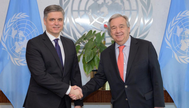 Außenminister Prystaiko und UN-Generalsekretär sprechen in New York über Zusammenarbeit und russische Aggression
