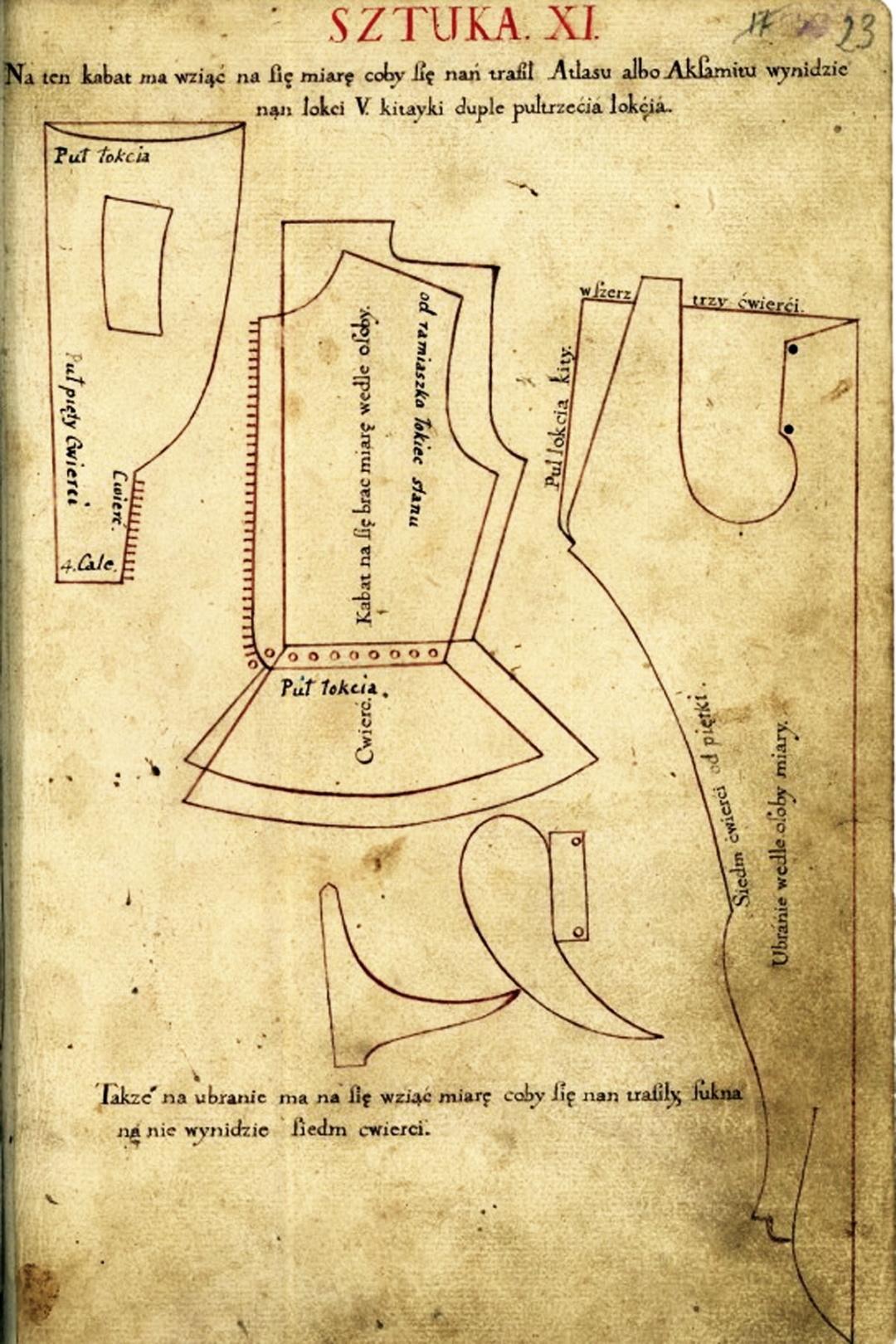 22 аркуш із крравецької книги 1640 го року, де відтворено крій убранє, з підписами