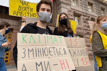 In Kyjiw findet ein Klimastreik statt