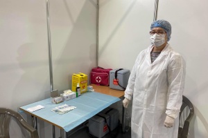 Impftermine per App „Dija“: Kyjiw nimmt Impfzentrum in International Exhibition Centre in Betrieb