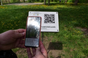 В житомирском парке возле редких деревьев установили таблички с QR-кодами