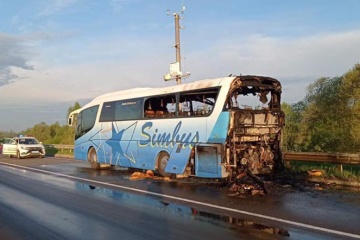 На Львівщині під час руху загорівся міжнародний рейсовий автобус