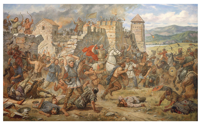 Князь Кий захищає фортецю Києвець на Дунаї