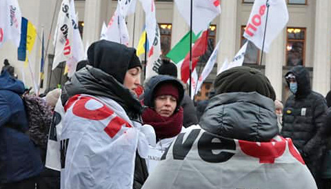 Kyjiw: Kleinunternehmer protestieren in Regierungsviertel