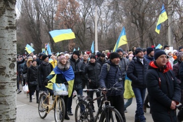 ザポリッジャ州メリトポリ市でロシア占領への反対集会開催