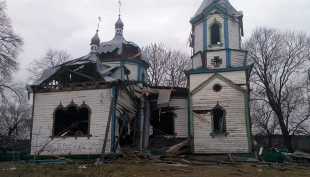 Russian invaders destroy 19th-century wooden church in Zhytomyr Region