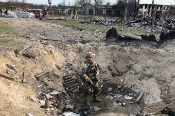 Dorf Nowoseliwka bei Tschernihiw durch Flächenbombardements von Russen komplett zerstört