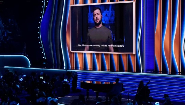 Zelensky speaks at Grammies: Tell the truth about war
