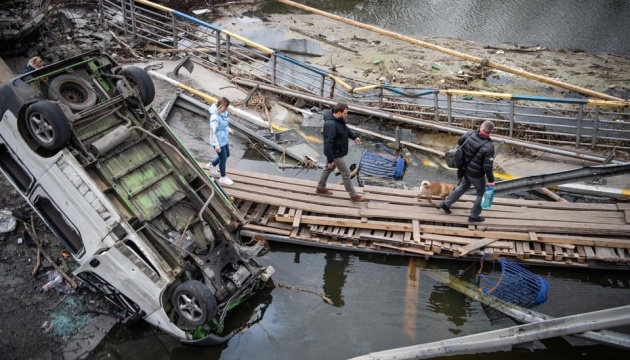 Destroyed houses and bridges: Zelensky shows consequences of Russian invasion