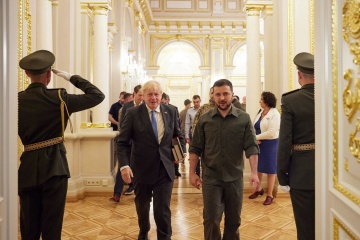 UK Prime Minister Boris Johnson arrives in Kyiv