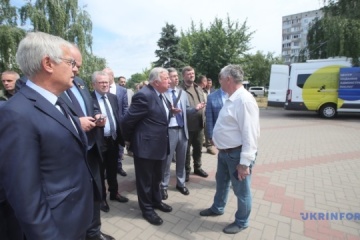 Le président du Sénat Gérard Larcher et des sénateurs français en visite à Kyiv
