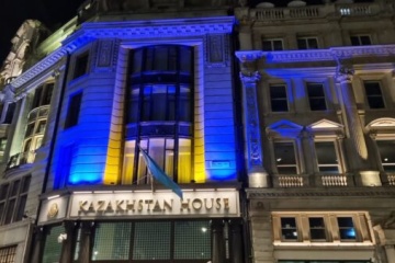 Kazakhstan Embassy in London illuminated in Ukrainian flag colors - media