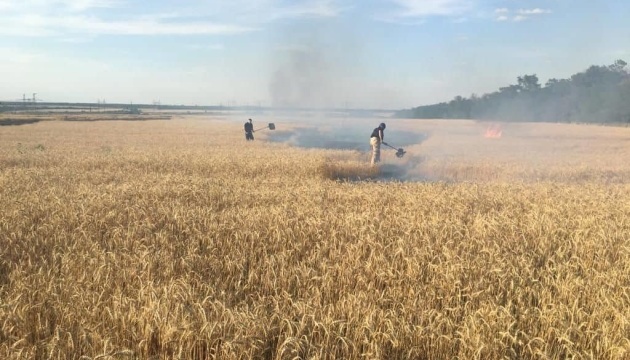На Донеччині через обстріли росіян зайнялося пшеничне поле