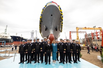 First Lady takes part in launching ceremony of Hetman Ivan Mazepa corvette