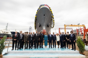 ゼレンシカ宇大統領夫人、トルコで完成したウクライナ海軍コルベットの進水式に出席