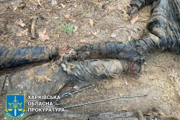 解放後ウクライナ東部にて手の拘束された男性２名の遺体発見