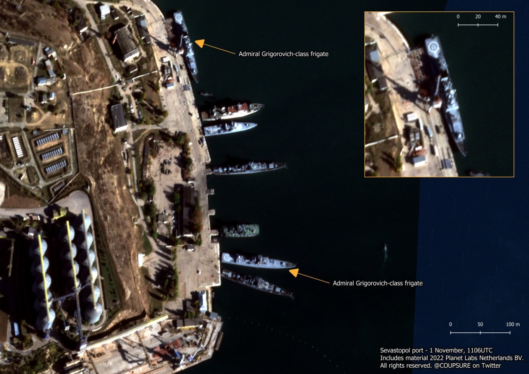 Drone attack on Russian warships in Sevastopol first satellite images