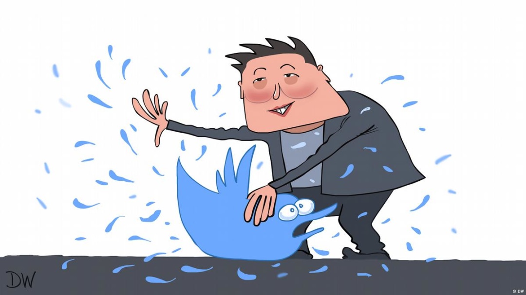 Ілон Маск змінює Твіттер // Карикатура Deutsche Welle