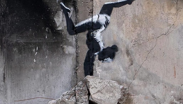 Banksy-Werk auf zerstörtem Haus im ukrainischen Borodjanka