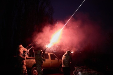 Air defense working in Mykolaiv region at night