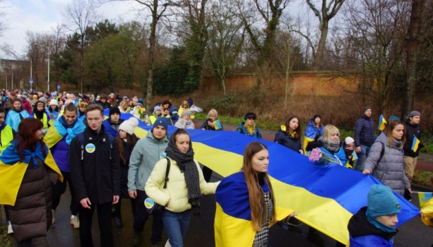 У Гаазі відбулася меморіальна хода з 30-метровим синьо-жовтим стягом