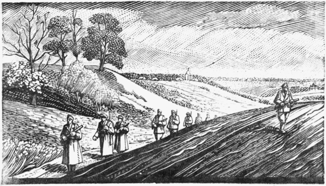 “Повстанці в ярах Волині”,  дереворит, 1949 р.