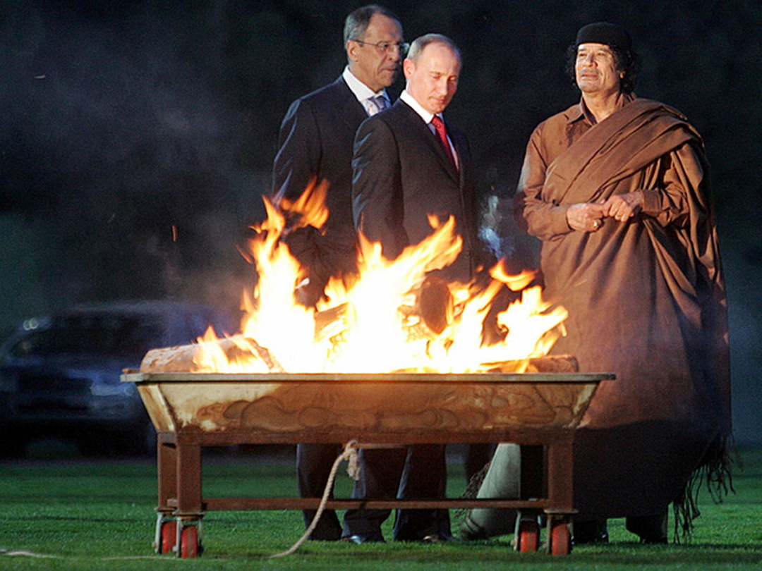 Каддафі під час візиту до Москви у 2008 році