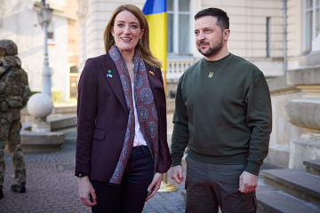 Zelensky se reúne con la presidente del Parlamento Europeo en Lviv