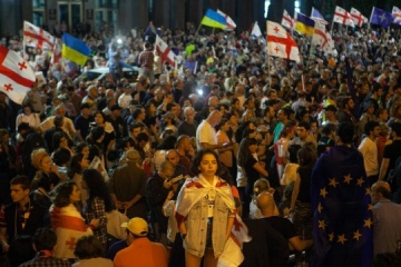 ゼレンシキー宇大統領、抗議集会でウクライナ国旗を掲げるジョージア国民に謝意を表明