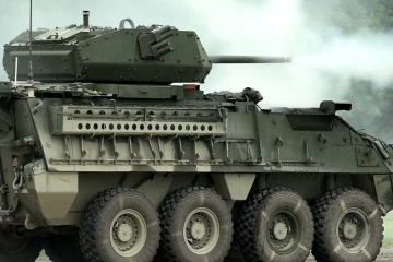Ukraine’s defense chief shows test drive of Stryker, Cougar armored vehicles