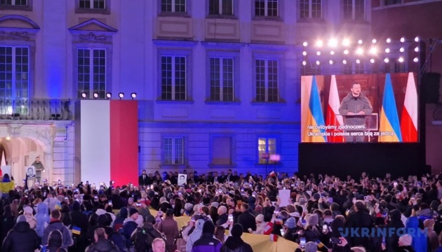 President Zelensky delivers speech at Royal Castle in Warsaw